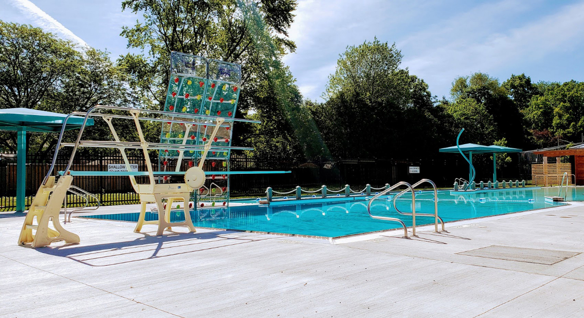 Byron Pool's diving board and climbing wall